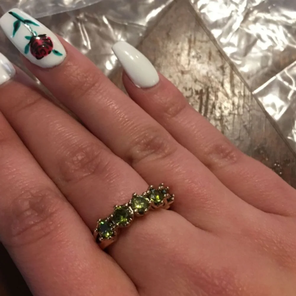 New Woman’s 9ct Gold Plated S925 Sterling Silver .68ctw Peridot Luxury Band Ring